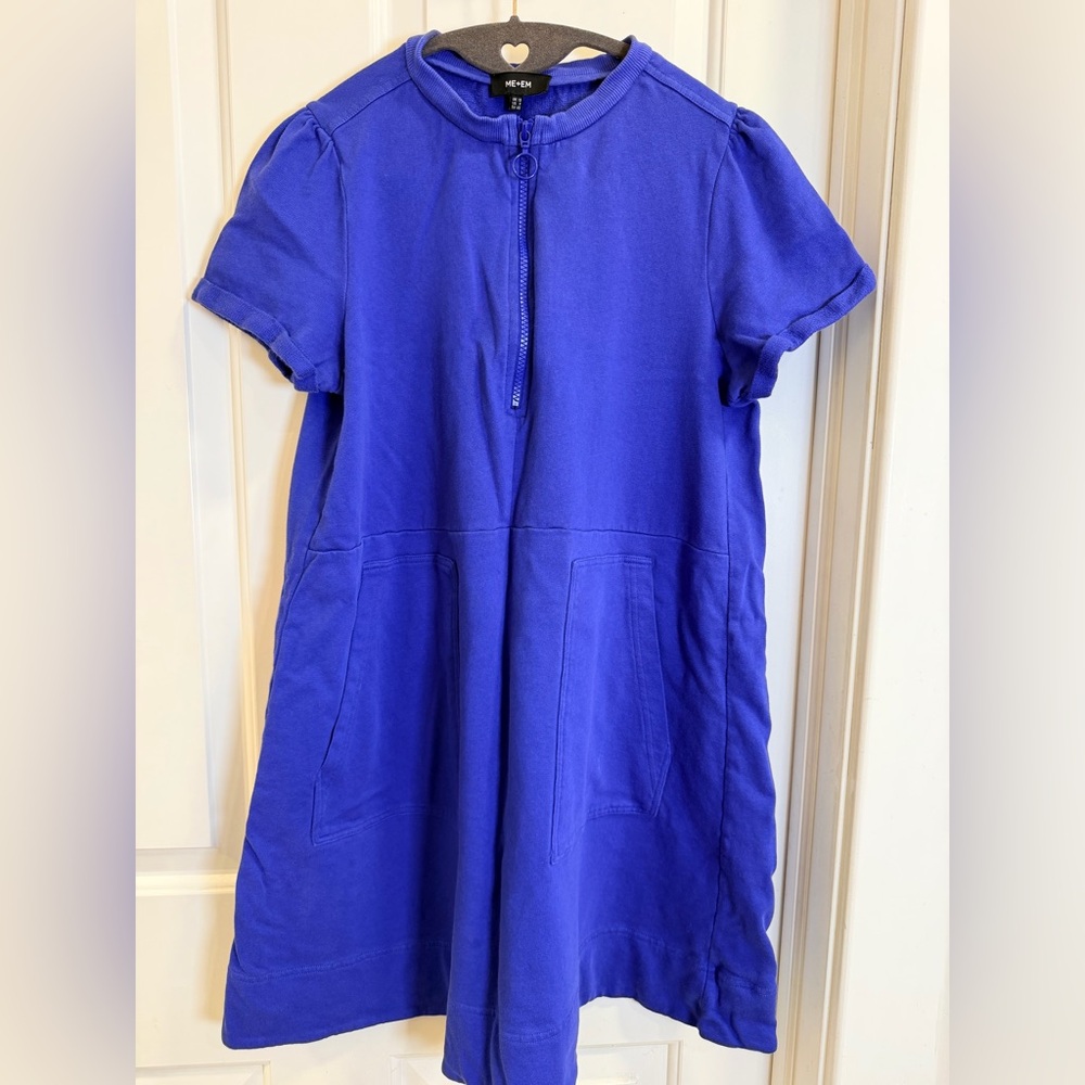 ME+EM Zip Front Sweatshirt Dress Blue US 8